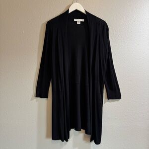 Cruisewear & Co. Longline Open Front Rayon Duster Cardigan - Black Size M